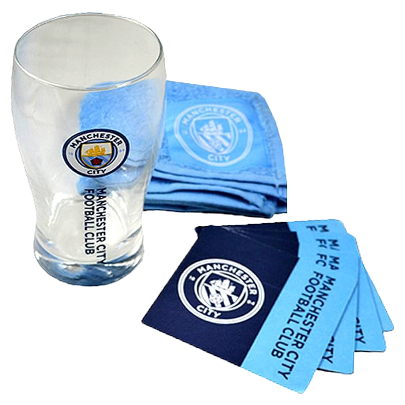 Man City Glas með aukahlutum