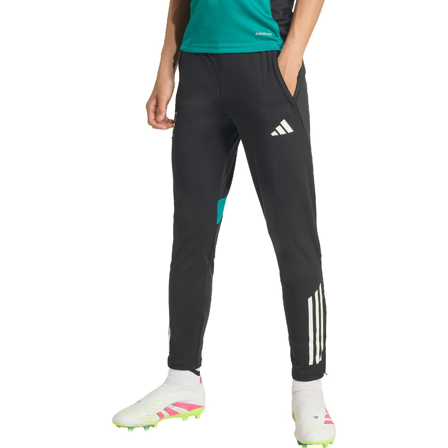 Liverpool Adidas Æfingabuxur - Svartar með grænu Barna