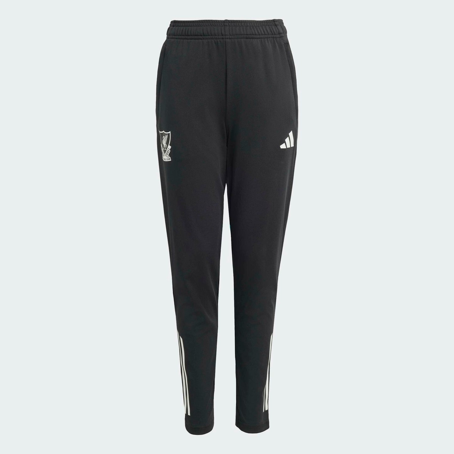 Liverpool Adidas Æfingabuxur - Svartar með grænu Barna